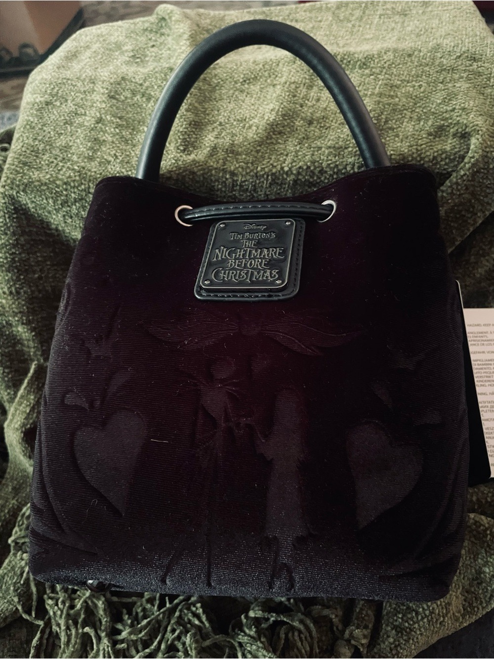 EXCLUSIVE Loungefly Disney NBC Jack Skellington Velvet Bucket Bag NWT - Picture 2 of 6